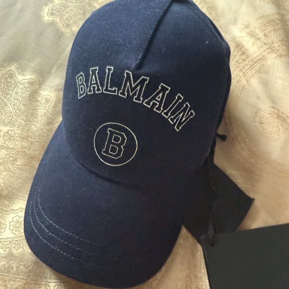 Balmain Blue Baseball Cap with Embroidered Logo - Picture 2 of 7